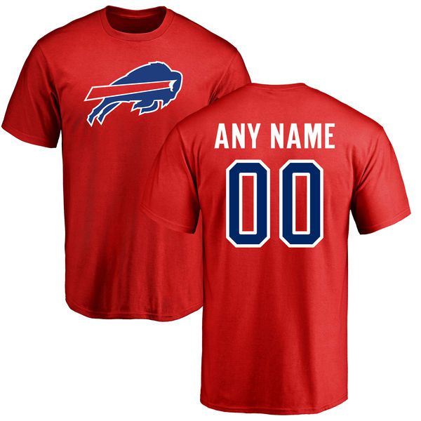 Men Buffalo Bills NFL Pro Line Red Custom Name and Number Logo T-Shirt->->Sports Accessory